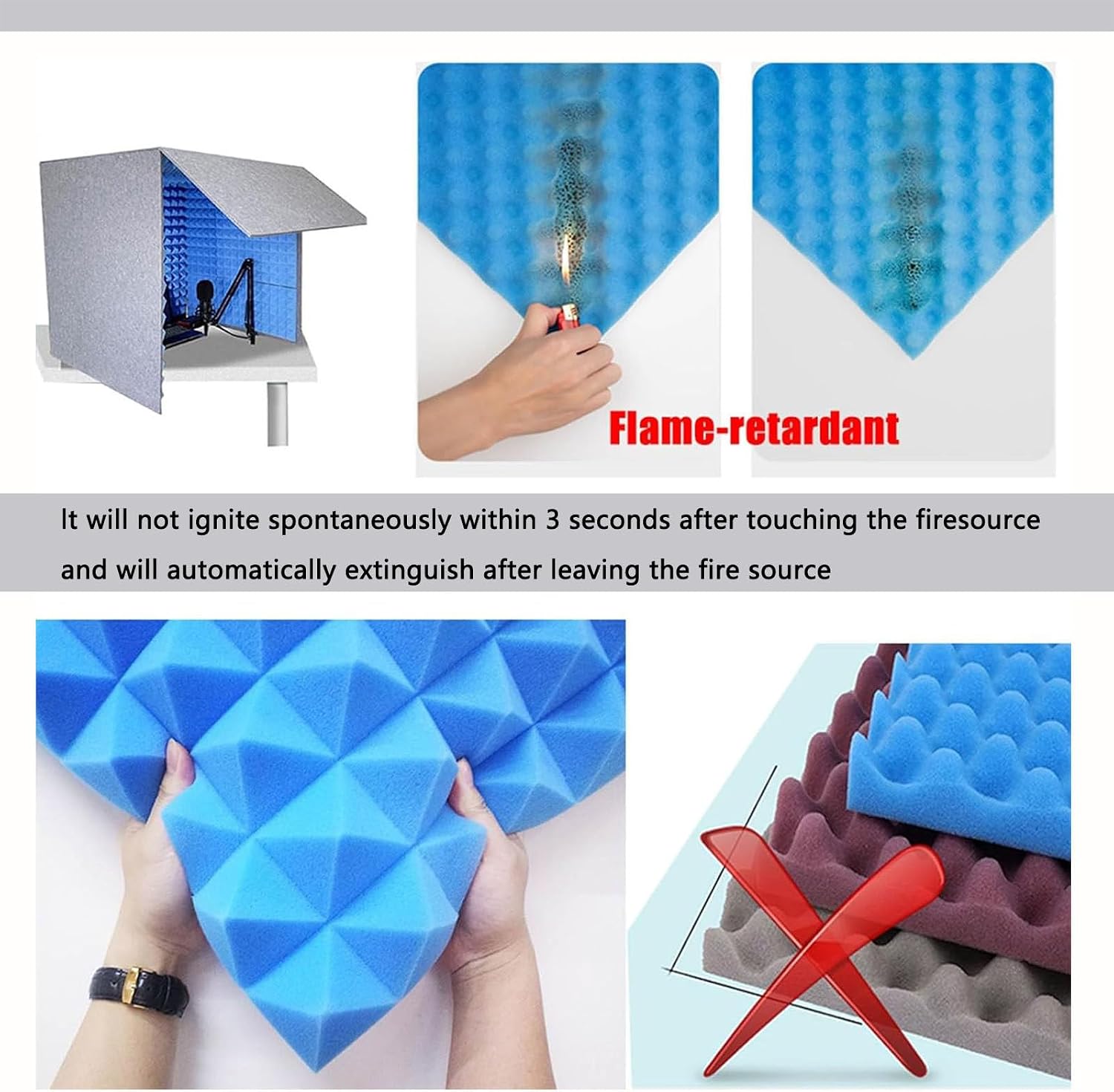 Soundproof Recording Booth, Portable Isolation Room for Home Studio, Microphone and Podcast Recording, Gaming and Broadcasting