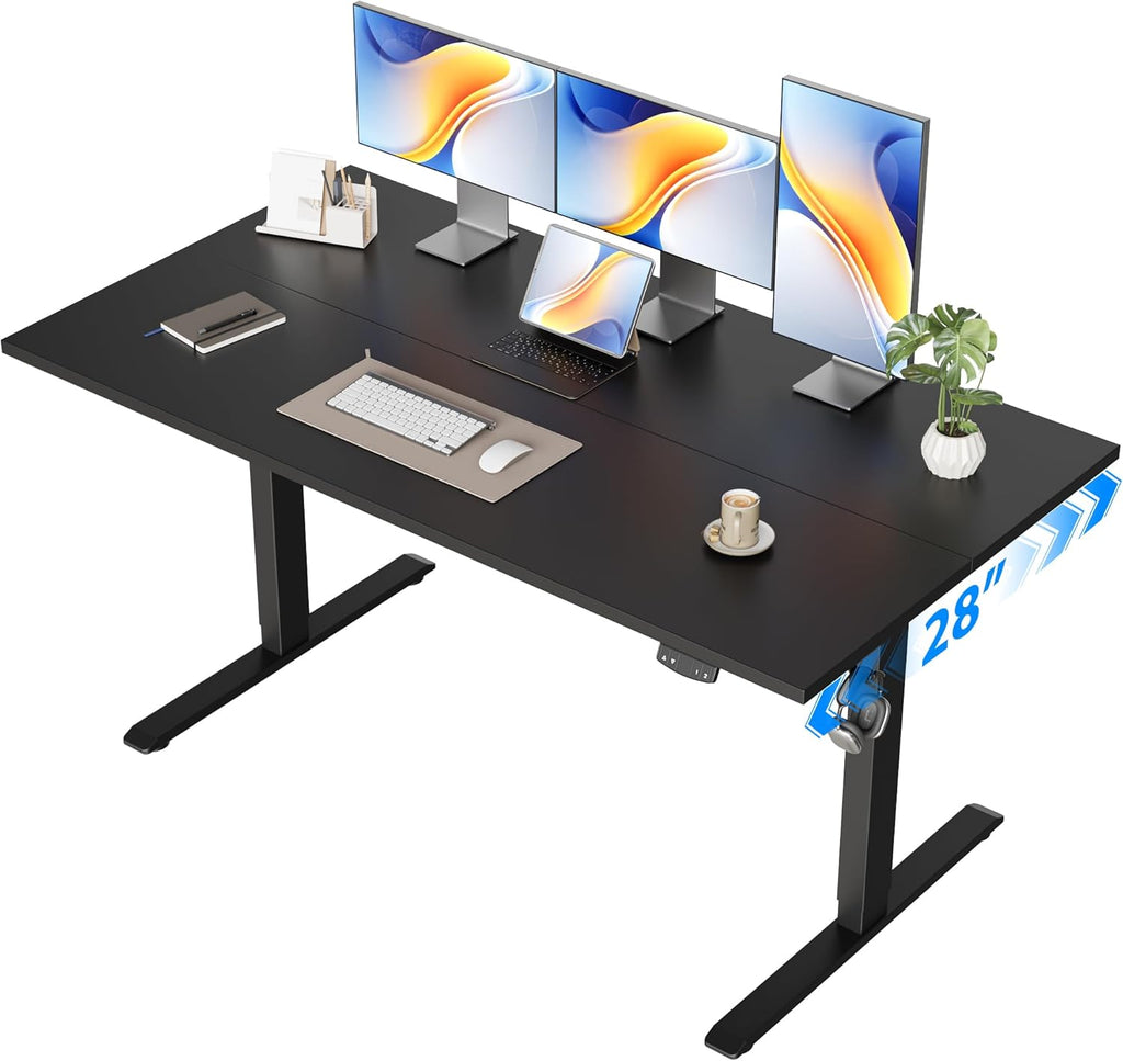 Agilestic Electric Standing Desk, 55 x 28 Inches Height Adjustable Desk, Sit Stand up for Work Office Home, Ergonomic Rising Computer Table with Memory Preset, Black