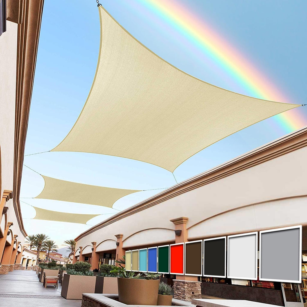 Royal Shade 12' x 16' Beige Rectangle Square Sun Shade Sail Order to Make RTAPR1016 Canopy, UPF50+ 95% UV Blockage, 200GSM Commercial Standard Heavy Duty, 3 Years Warranty (We Make Custom Size)