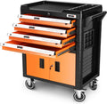 DNA Motoring 4-Drawer Rolling Tools Chest, Rolling Tool Storage Cabinet, Heavy Duty Mechanic Tool Cart, Trolley Organizer for Garage, Warehouse, Workshop, Orange, TOOLS-00402