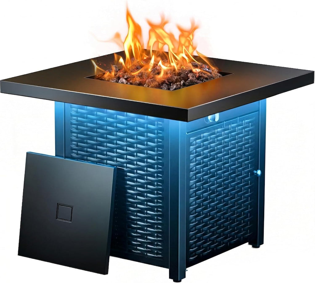 Ciays 28' Propane Fire Pit Table, 50,000 BTU CSA-Listed Gas Fire Pit with RGB Lighting, Adjustable Flame, Lava Rock, APP Control, Music-Sync Lighting, Outdoor Gas Fire Pit for Patio, Backyard & Garden
