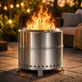 Breezz Smokeless Fire Pit 19.3 Inch Stainless Steel Outdoor Wood Burning Firepit with Carry Bag, Portable Bonfire Stove for Backyard, Patio, Camping, and Picnic, Efficient Airflow & Low Smoke Design