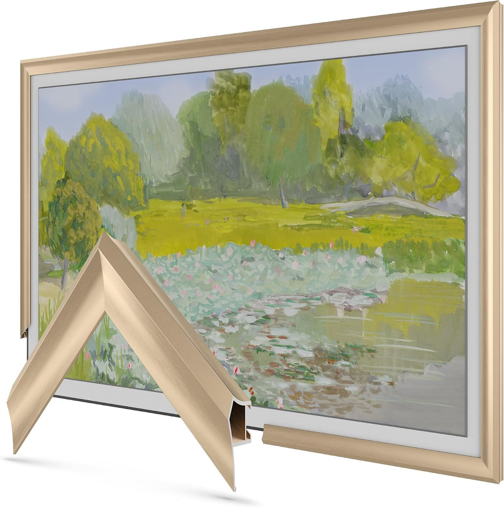 Pale Gold Prismatic 50' Alloy Deco TV Frame - Compatible ONLY with Samsung The Frame TVs (Fits 2021-2026, LS03A, LS03B, LS03C, LS03D, LS03FA)