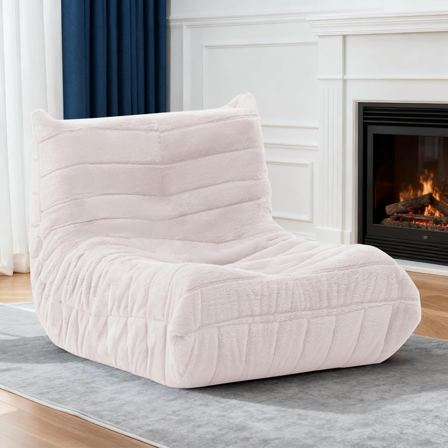Bean Bag Chair for Adults, Giant Bean Bag Sofa Oversized Beanbag Chairs, Fireside Bean Bag Couch with High Density Sponge Filled Large Bean Bags Chair for Apartment Living Room Bedroom, Light Pink