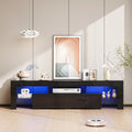 Bonnlo 63' LED TV Stand, Modern Black Entertainment Center with LED Lights and Storage for 55/60/65/70 Inch TVs, High Gloss Design for Living Room and Bedroom (Black, 63'' x 14'' x 18'')