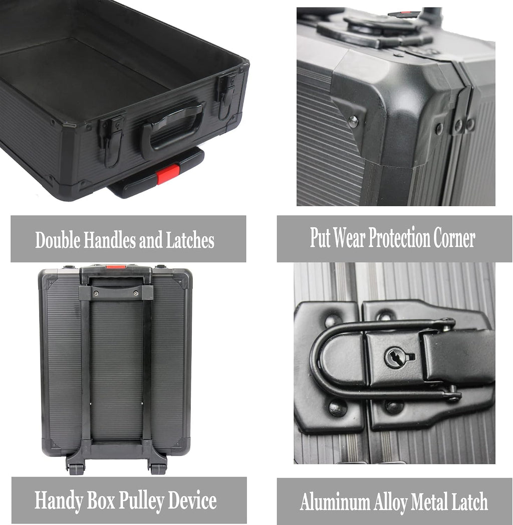 Leavader 889 Pcs Aluminum Trolley Case Tool Set with Wheels, Four-Layer Tool Kit with Rolling Tool Box, Portable Toolbox Storage Case with Drawer for Repair Gift on Father's Day
