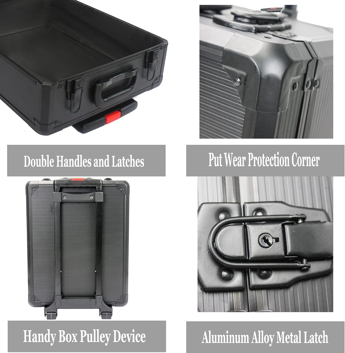 Leavader 889 Pcs Aluminum Trolley Case Tool Set with Wheels, Four-Layer Tool Kit with Rolling Tool Box, Portable Toolbox Storage Case with Drawer for Repair Gift on Father's Day