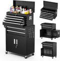 Greenvelly Metal Tool Chest,8-Drawer Rolling Tool Cart with Wheels,2 in 1 Detachable Tool Cabinets,Tool Box,Liners and Locking System for Garage,Warehouse,Workshop, Barbershop(Black)