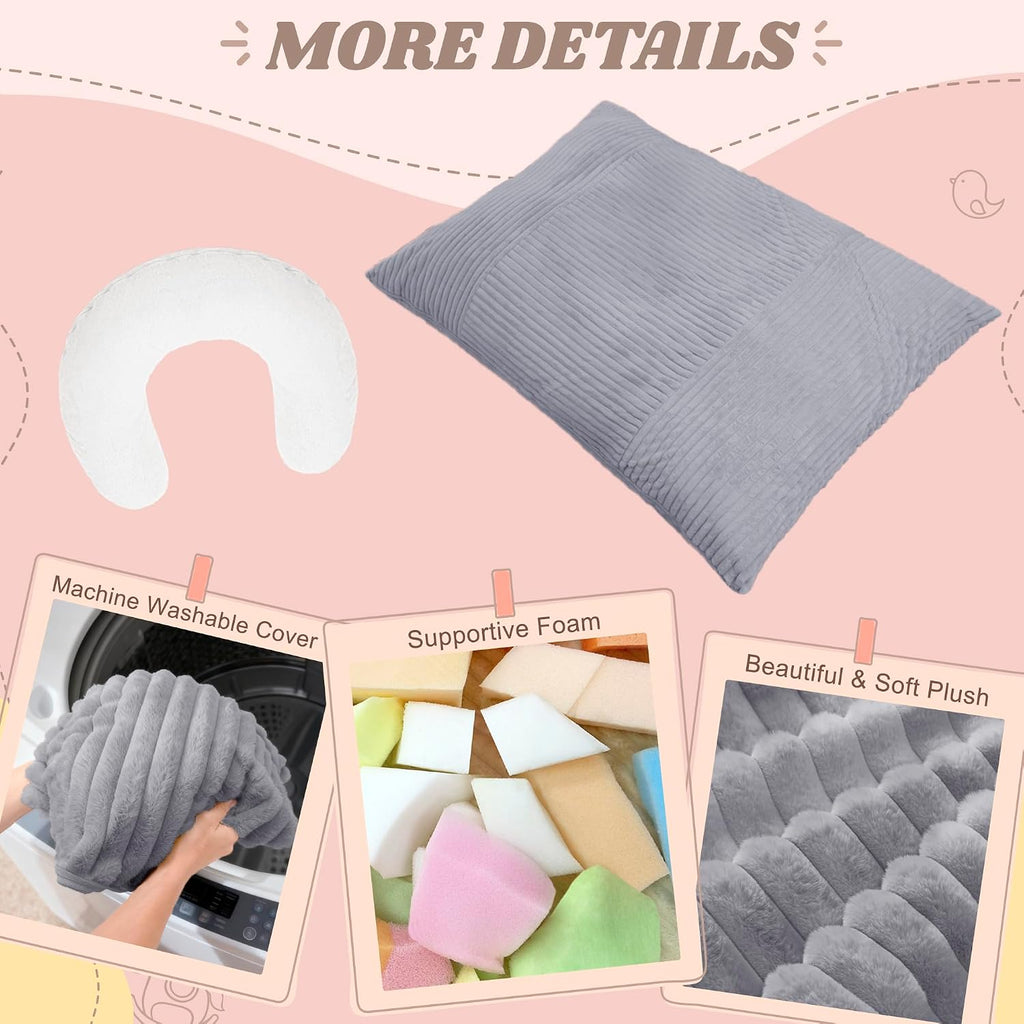 Homguava Giant Bean Bag Chair for Adults with Pillow, 4 in 1 Convertible Floor Cushion for Adluts, Memory Foamed Bean Bag Lounger with Washable Cover for Living Room, Bedroom