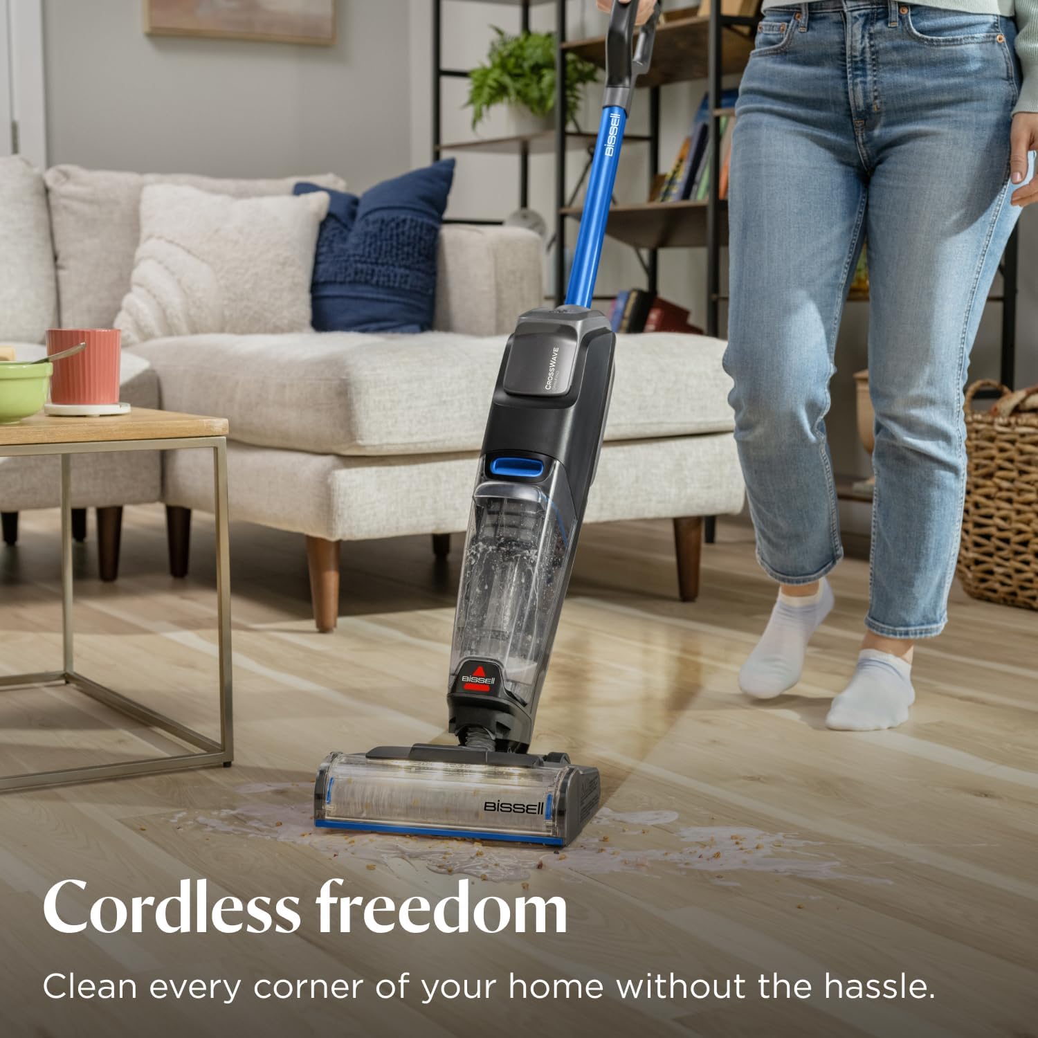 Bissell CrossWave OmniFind Cordless Wet Dry Vacuum Mop with FurFinder Headlights, All-in-One Floor Cleaner with Powerful Suction for Hard Floors and Rugs, 3967F
