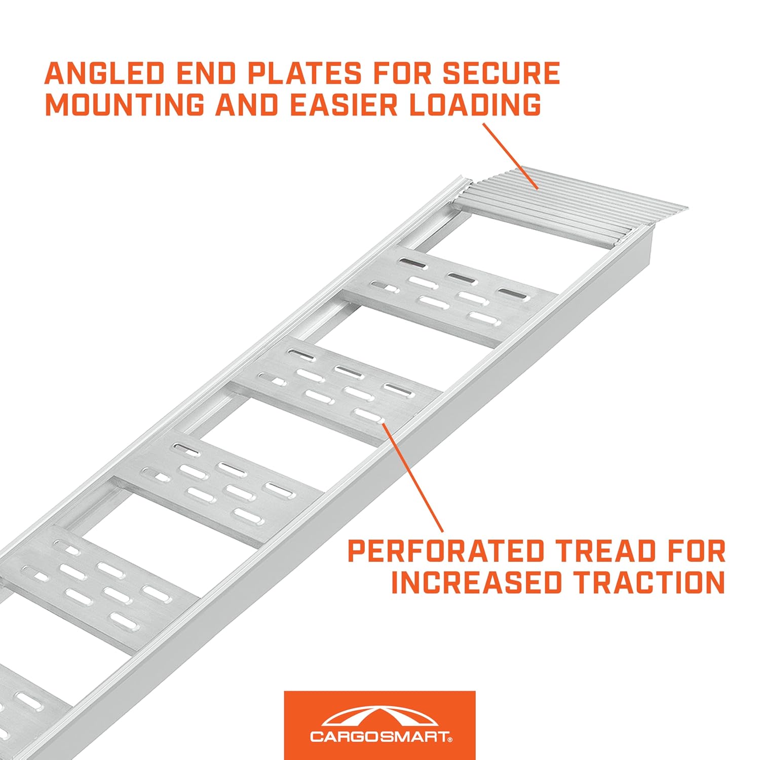 CARGOSMART Aluminum Straight Fixed Ramp with Treads (2pk) - Easily and Safely Load and Unload Light Equipment, Lawn Tractors, ATVs and More, 1,250 lb. Capacity, 12' W x 78' L