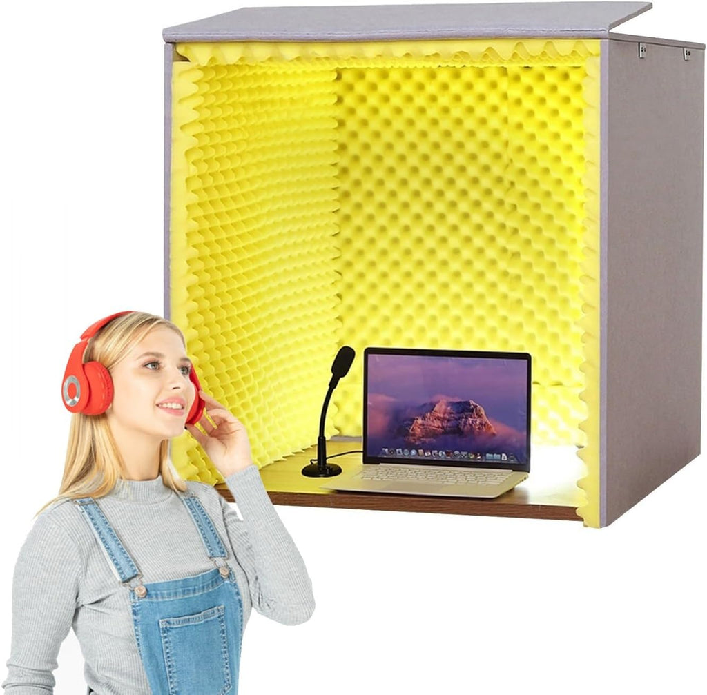 Sound Isolation Room for Home Studio, Portable Soundproof Booth Recording Booth Vocal Booth for Home Studio, Portable Vocal Booth for Recording for Recording Podcasts Singing Gaming (Color : Yellow)