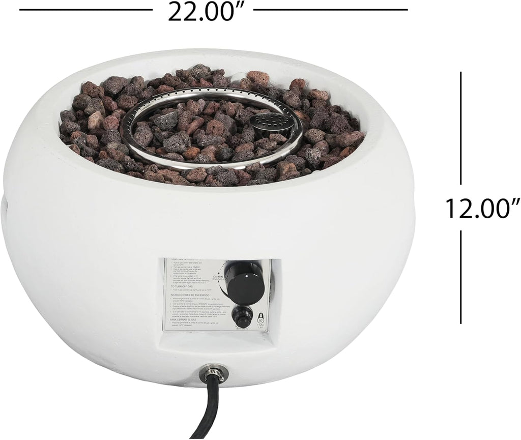 Merax 22-inch Outdoor Propane Fire Pit, 40,000 BTU Portable Tabletop Firepit for Patio, MGO Steel (Tank Cover Not Provided), No Assembly, White