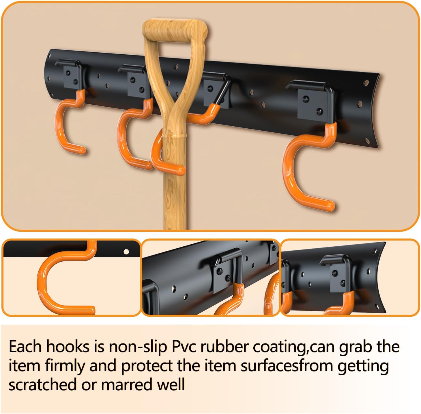 3-H 24×16' All Metal Garden Tool Organizer, Garage Tool Organizer, Broom Holder Wall Mount for Garage, Shed, Garden, Basement Hanging and Organizing Rake, Mop, Shovel, Hose