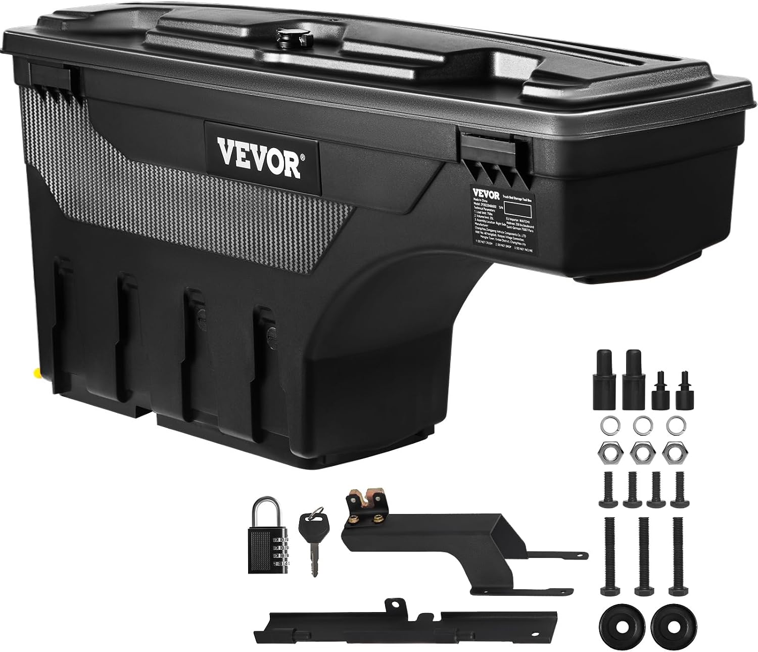VEVOR Truck Bed Storage Box, Lockable with Password Padlock, 6.6 Gal/25 L ABS Wheel Well Tool Box, Waterproof and Durable, Compatible with Ford F-150 2015-2021, Drivers Side (Left)