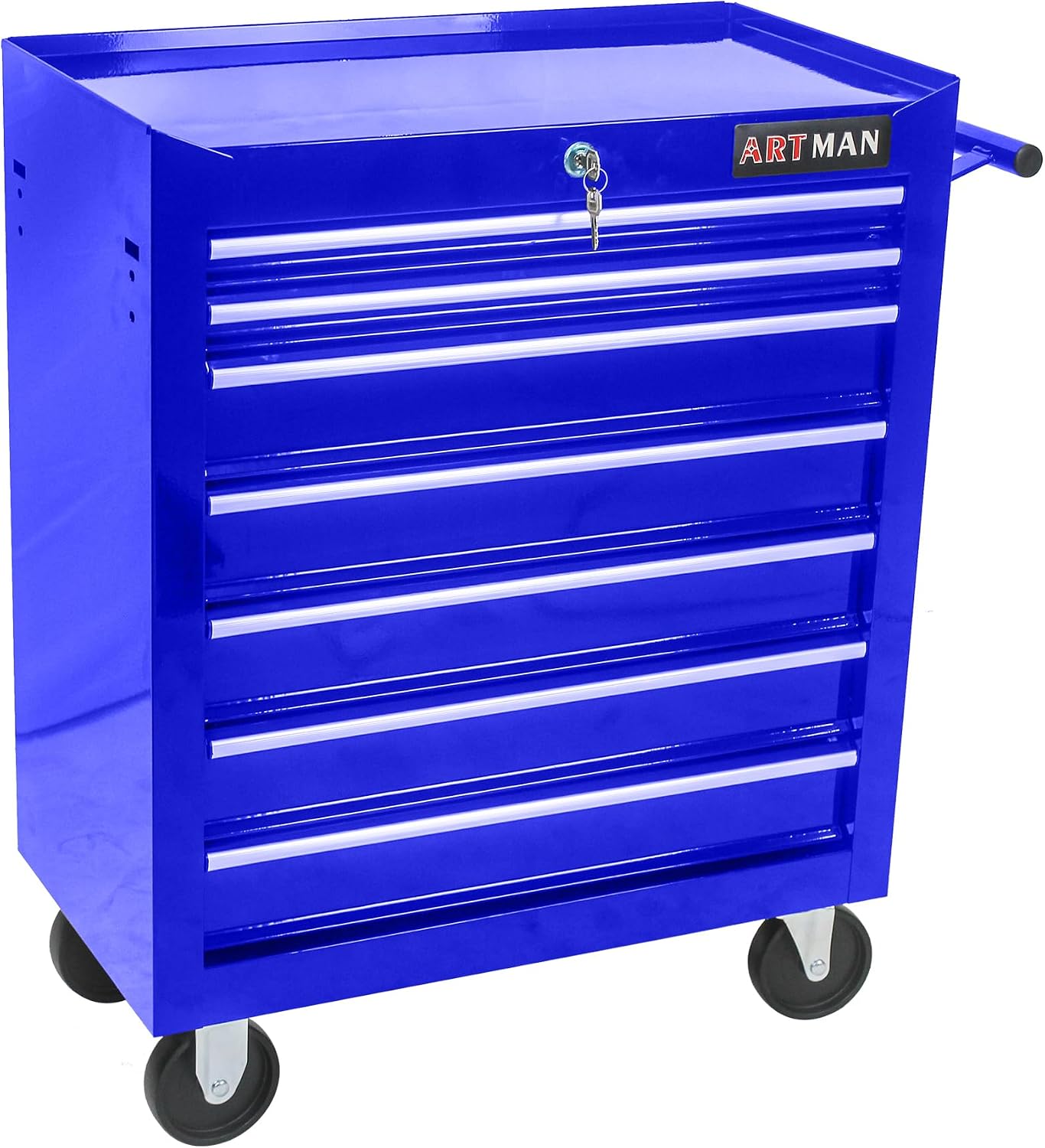 7 Drawers Tool Cart on Wheels, Multifunctional Rolling Tool Chest Tool Storage, Drawers Rolling Tool Trolley Organizer Tool Case for Garage,Warehouse,Workshop,Repair Shop (7 Drawers-Blue)