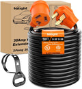 Nilight 50FT EV Dryer Extension Cord 3 Prong 30 Amp NEMA 10-30P 10-30R Old Extensions Cable Heavy Duty 10 Gauge Pure Copper Wire UL Listed 125/250V for Level 2 Using