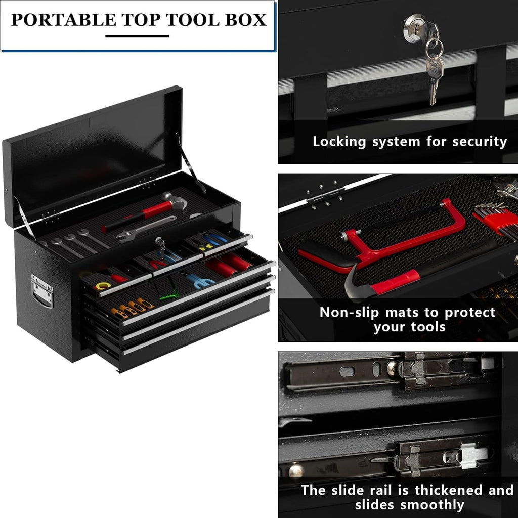 8-Drawer High Capacity Rolling Tool Box with Wheels,Rolling Tool Chest with Drawer,Tool Box on 4 Wheels with Lock, Tool Storage Cabinet Removable Portable Box for Garage Warehouse (Black)