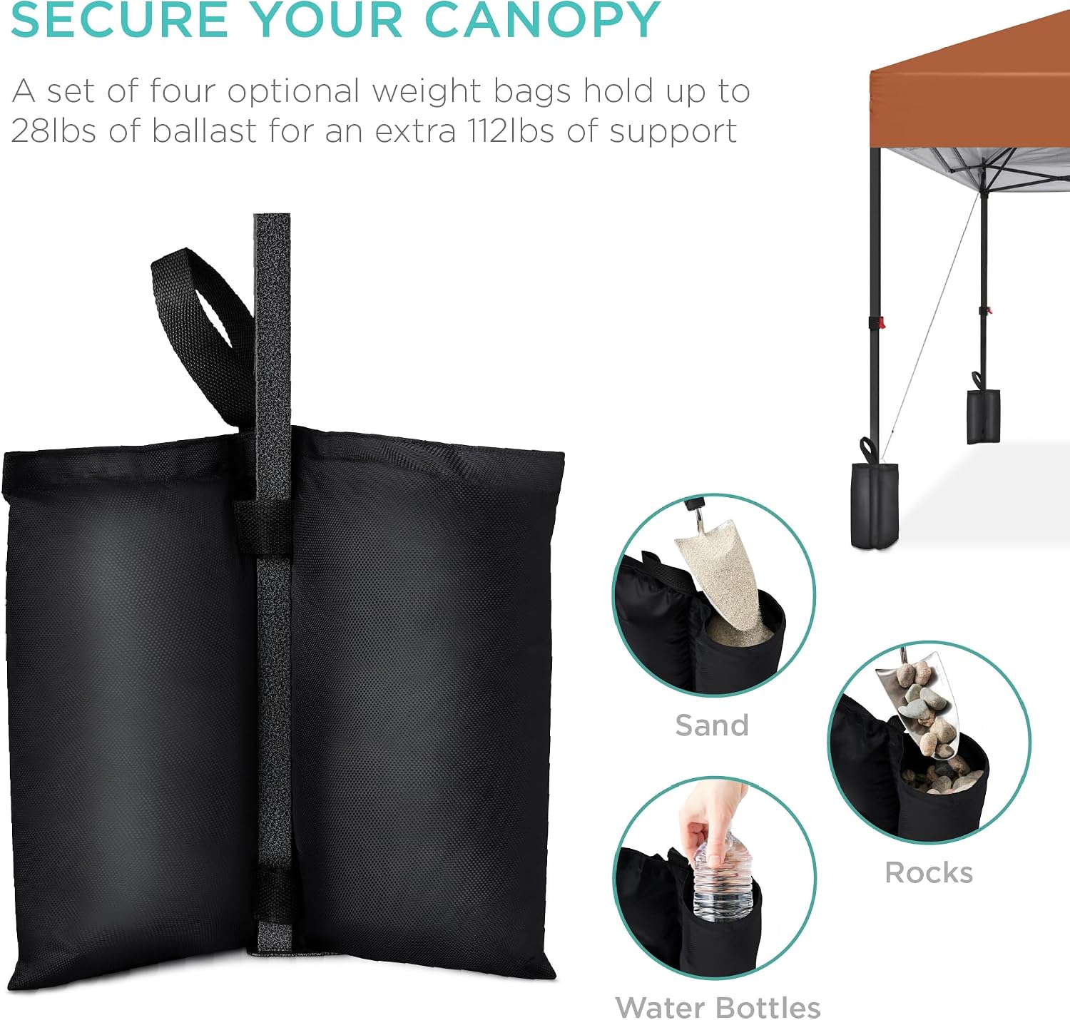 Best Choice Products 12x12ft Pop Up Canopy Tent, Outdoor Shade, 1 Person 1 Minute Set Up, Carry Case, 4 Weight Bags - Rust