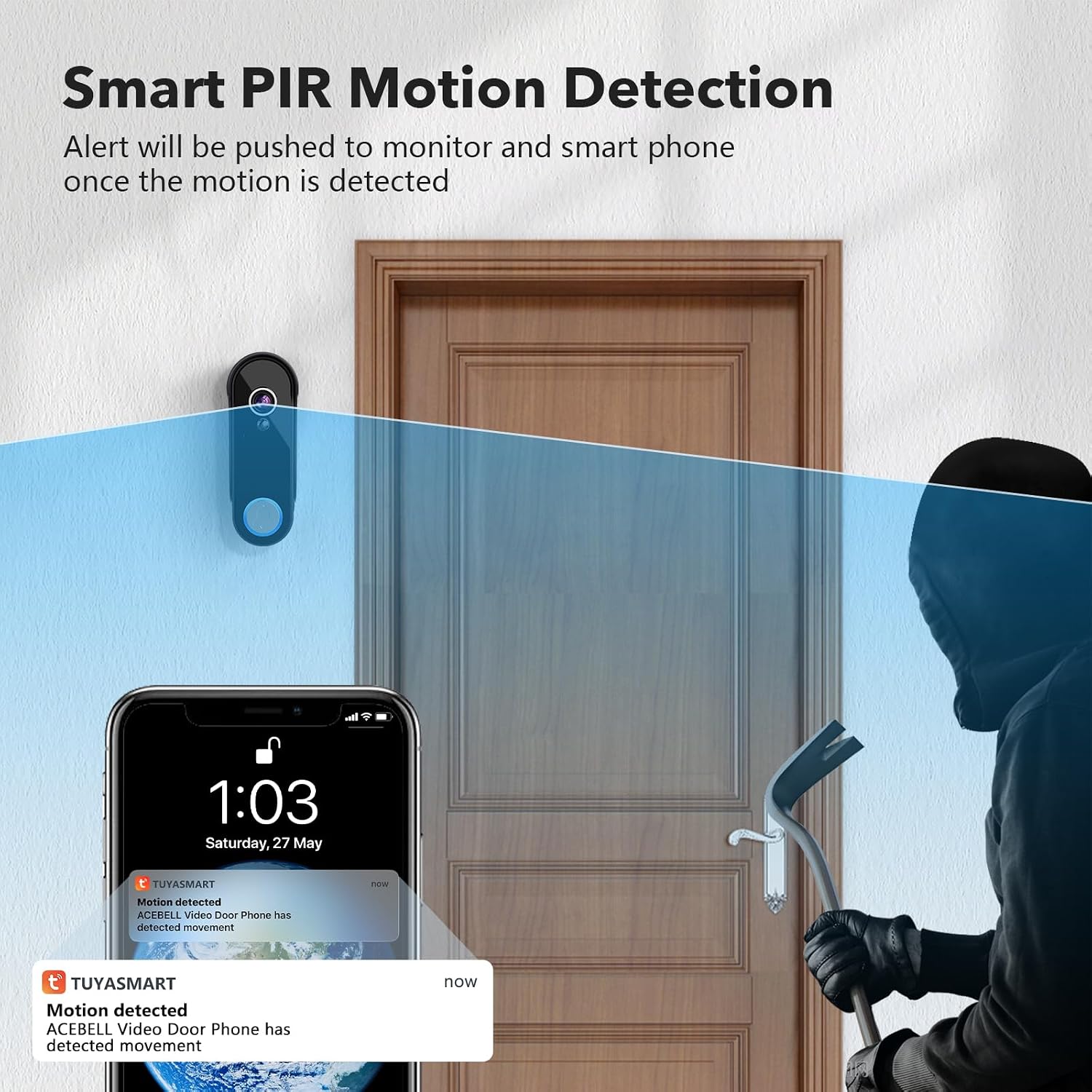 Wireless Smart Video Doorbell Intercom System, WiFi 1080P Video Doorbell Camera with Monitor, Video Door Phone with 7''Touch Screen, Motion Detection, No Subscription, APP Control