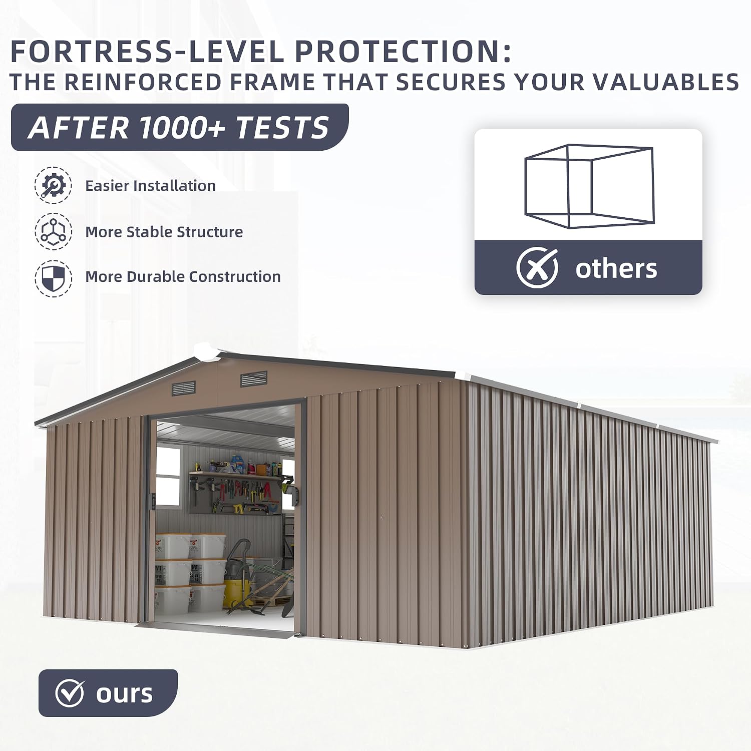 10x12 FT Metal Outdoor Storage Shed with Windows and Tool Kit, Heavy Duty Color Steel Panel, Weatherproof Utility Shed for Backyard Garden, Large Storage Building for Tools, Equipment and Bikes