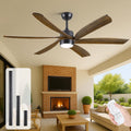 Outdoor Ceiling Fan with Light Remote, 60' Rustic Farmhouse Ceiling Fan with Light 6 Wood Blade Quiet Reversible Energy Efficient DC Motor, Damp-rated for Indoor Exterior Patio Porch Bedroom Garage