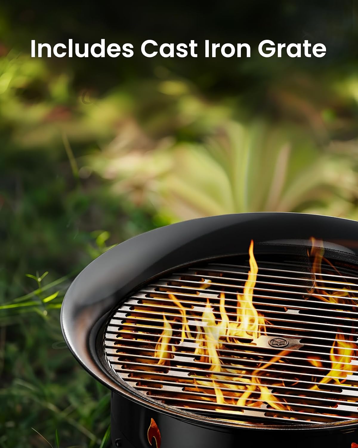 Ciays Large Propane Fire Pit 19 Inch, Gas Fire Pit with Grill Grate, Folding Legs, Hose Hooks, Propane Tank Holder, Cover & Carry Strap, Portable Outdoor Fire Pit for Camping, 58,000 BTU