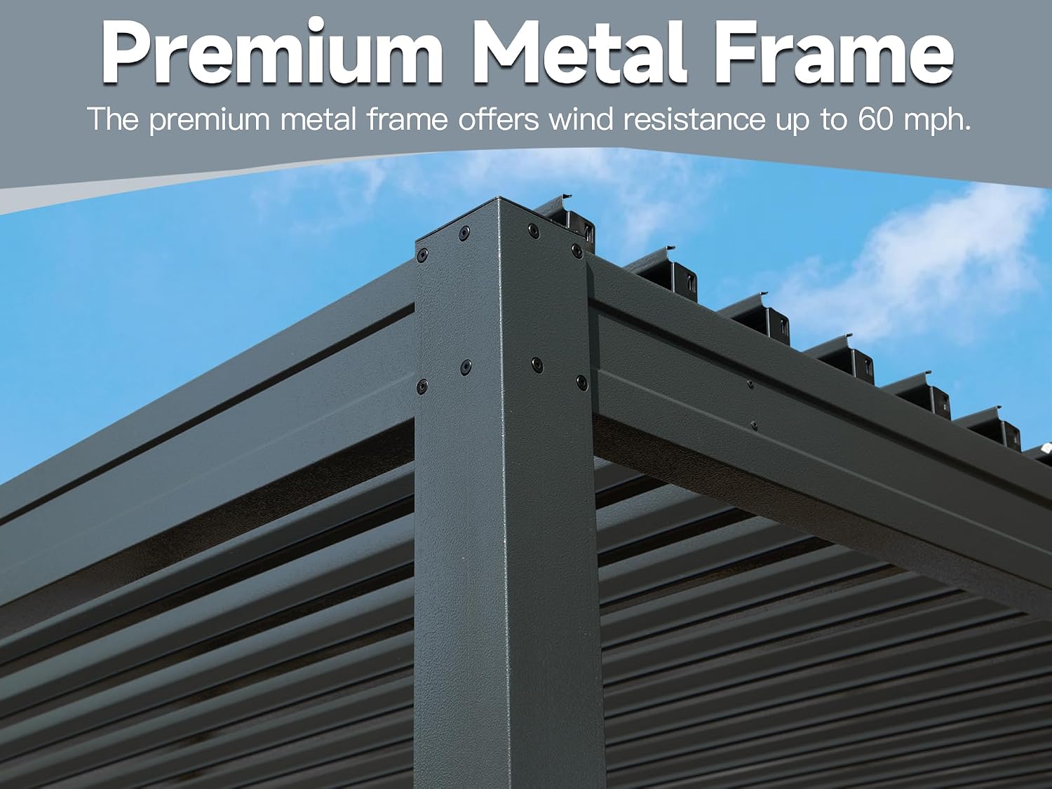 Domi 10' x 16' Outdoor Pergola Aluminum Louvered Pergola with Adjustable Roof, Aluminum Frame, Efficient Drainage System for Patio, Deck, Garden (Gray)