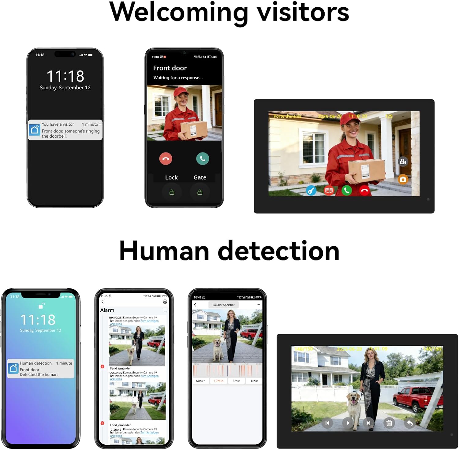Video Door intercom 2-Wired, doorbell withCamera, Full HD Camera, Door intercomSupports Password, 7' WiFi Monitor andTuya APP, 2-Way Audio, Unlock for HomSecurity System