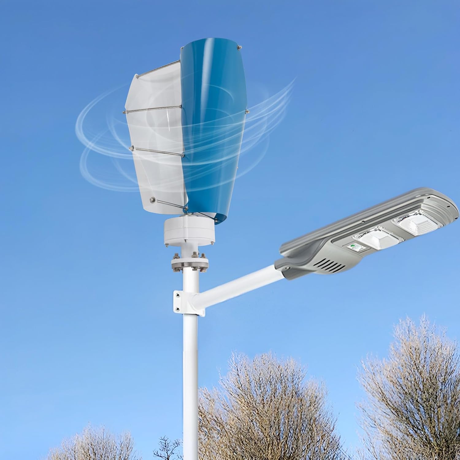 Vertical Axis Wind Turbine 500W 12V Permanent Magnet Generator 2-Blades For Home, Corporate And Industrial W/Controller, Blue&White