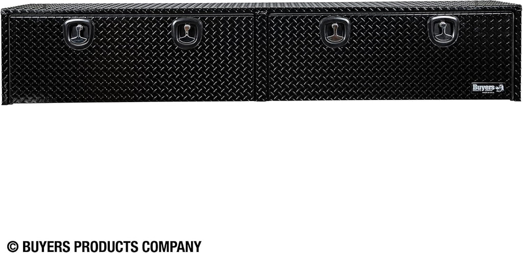 Buyers Products 1721561 Black Aluminum Diamond Tread Topsider Truck Box With Drop Door, 96x13x16 Inch, Weather Resistant, Locking Compression Latch, No Drill Install, Made in USA