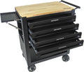 JOYBASE Rolling Tool Chest with 4 Drawers & Wood Top, Heavy Duty Steel Tool Cart on Wheels, Mobile Garage Organizer & Storage Cabinet for Workshop & Mechanic (Black)