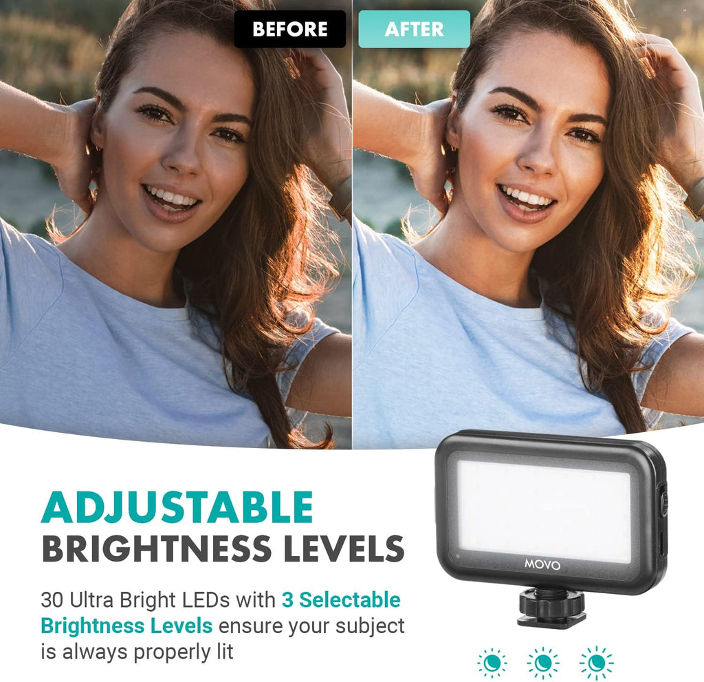 Movo iPad Vlogging Kit - iPad Tripod Mount with Holder, Full Size Tripod, Microphone, LED Light, Cold Shoe Extension - YouTube Starter Kit for Video Recording
