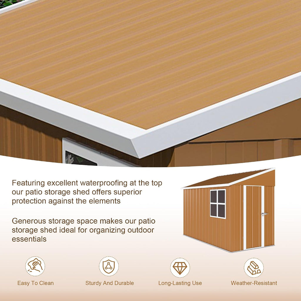 8x4 Outdoor Storage Shed, Heavy Duty Metal Shed, Lockable Garden Sheds with Sliding Door, Window and Airflow Design, Waterproof Steel Tool Sheds & Outdoor Storage for Backyard