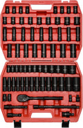CASOMAN 1/2-inch 70 Pieces Impact Socket Master Set, SAE & Metric from 5/16'-1-1/4',8-24mm, Shallow/Deep Socket with Ratched Hand, Extension Bar and Adapters