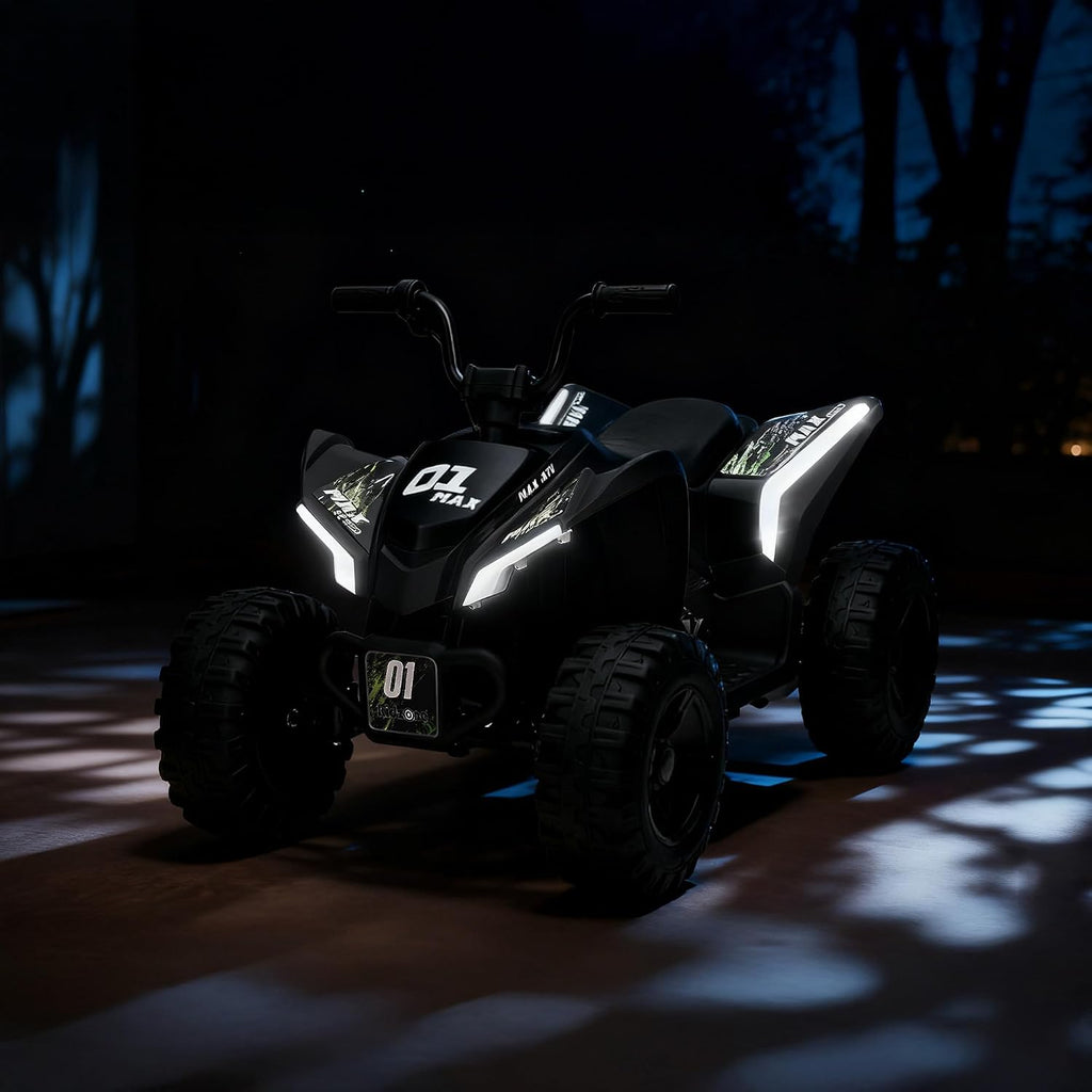 Kidzone 12V Electric Ride on ATV for Kids 3-8 Years, Battery Powered 4-Wheeler with LED Headlights, Rear Suspension, Forward/Reverse, up to 3.7 MPH, 88 lb Capacity, Forest