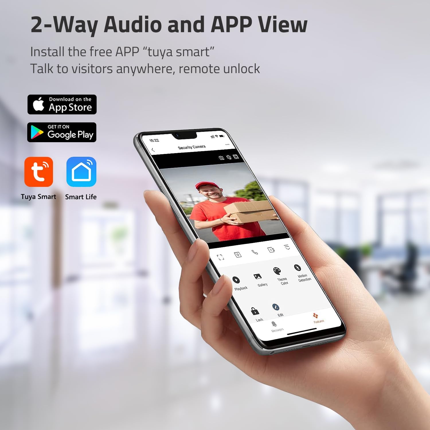 Wireless WiFi Video Doorbell Intercom System, 1080P Video Door Camera with Monitor, 7 Inch Touch Screen Video Door Phone, No Monthly Fees, Tuya APP Remote Intercom (Wired Power)