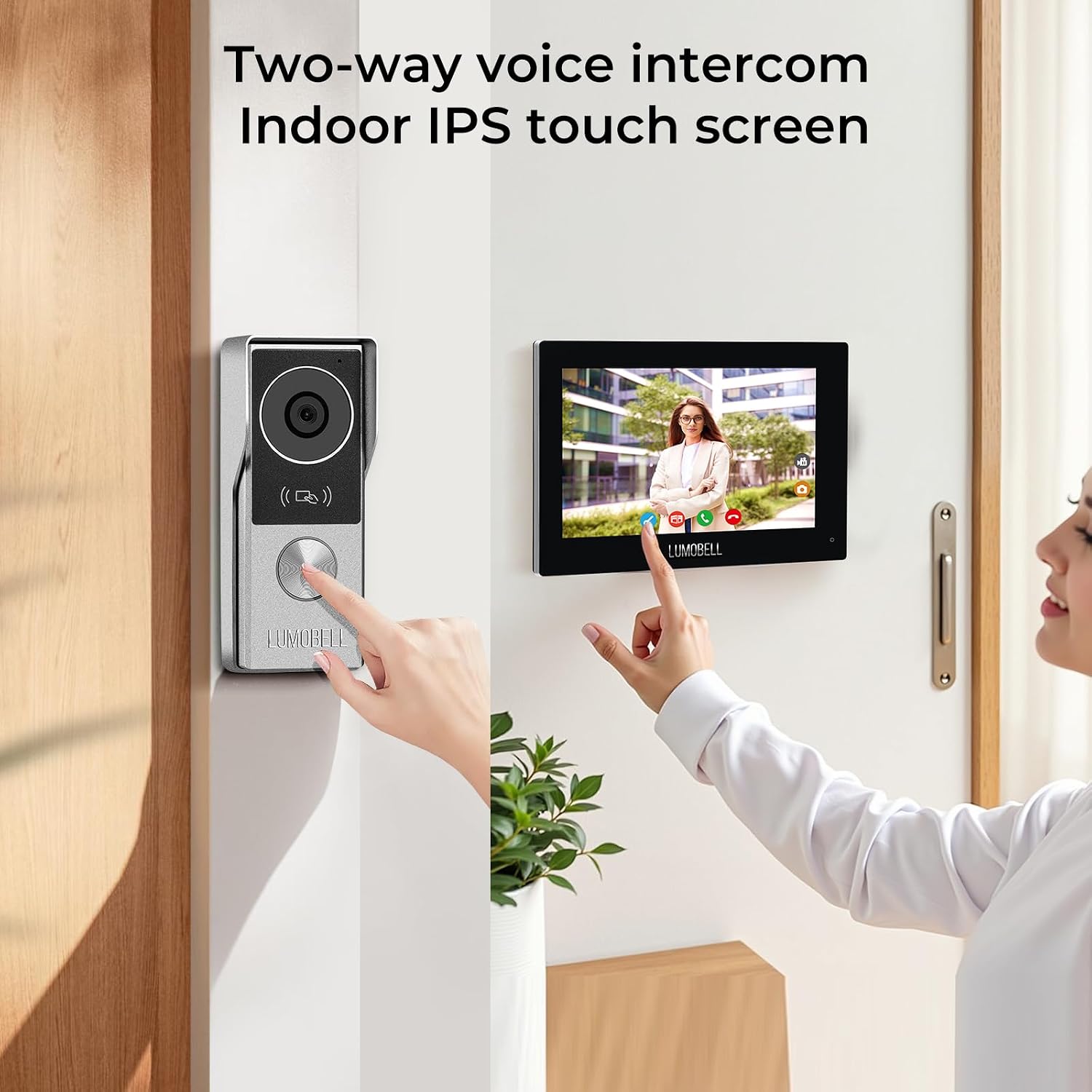 Wired Video Doorbell Camera with Indoor Monitor, Video Intercom System, 7' Touchscreen Display, Night Vision, 130° Wide Angle, Two-Way Talk, Tuya App Remote Unlock, Waterproof, No Monthly Fees