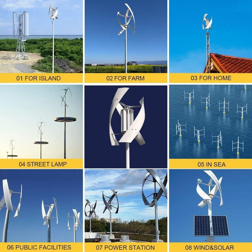 20000W Vertical Axis Wind Turbine Generator Kit with Controller, Home Power Solution for Off-Grid & On-Grid Systems, Efficient 12V Renewable Energy Turbine