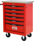 6 Drawers Rolling Tool Box on Wheels, Stainless Steel Countertop Tool Chest Cabinet with Lock, Drawers Rolling Tool Cart Trolley Organizer Tool Case for Garage,Warehouse (Red)