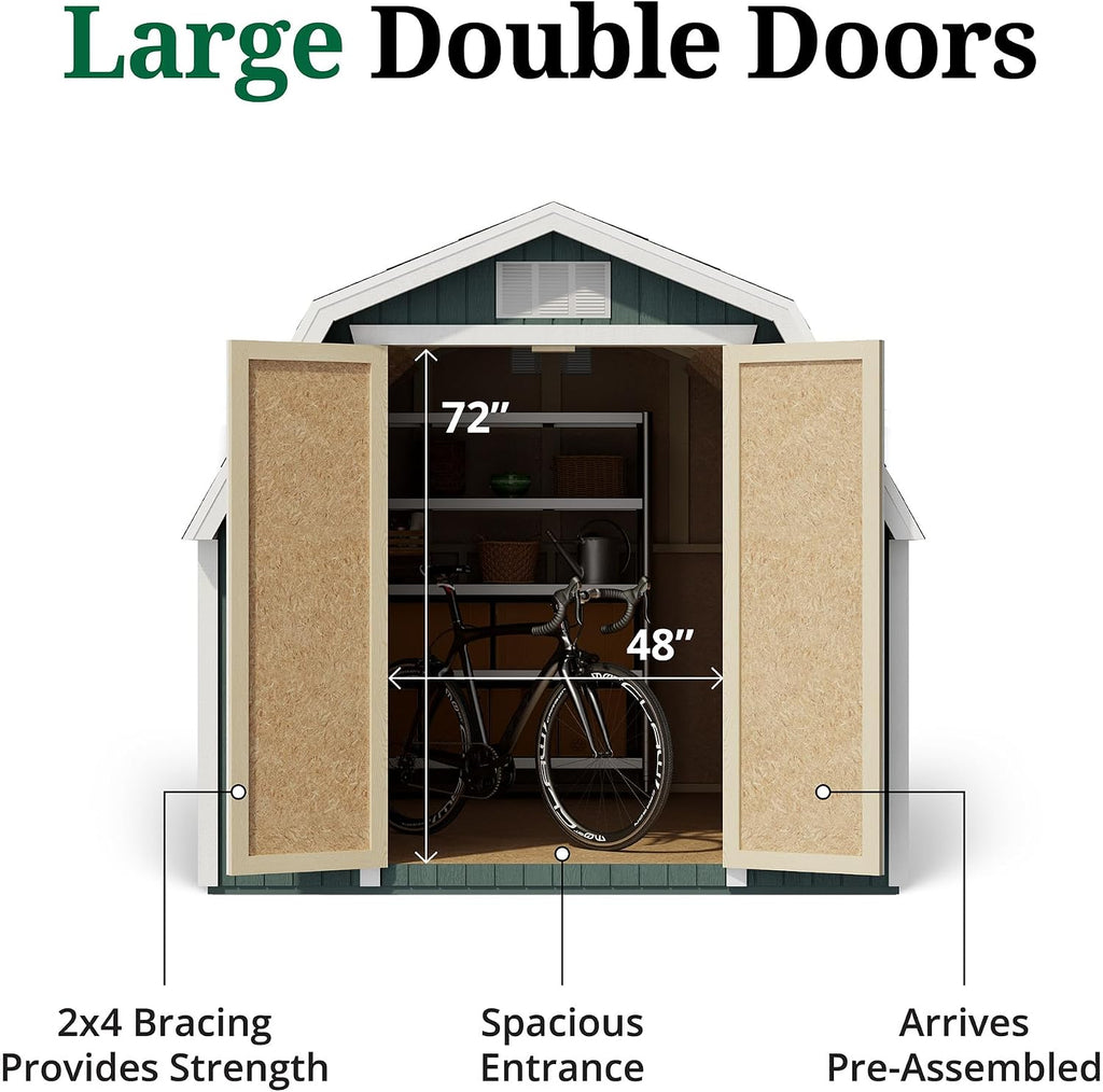 Little Cottage Co. 8x8 Classic Gambrel Barn with 4 ft. Sidewalls with Floor, Outdoor Wood Storage Shed Do-It-Yourself Precut Kit