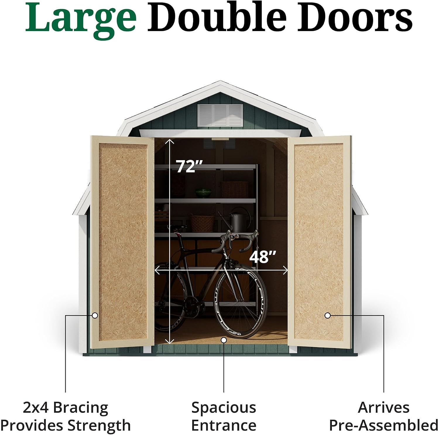 Little Cottage Co. 8x8 Classic Gambrel Barn with 4 ft. Sidewalls with Floor, Outdoor Wood Storage Shed Do-It-Yourself Precut Kit