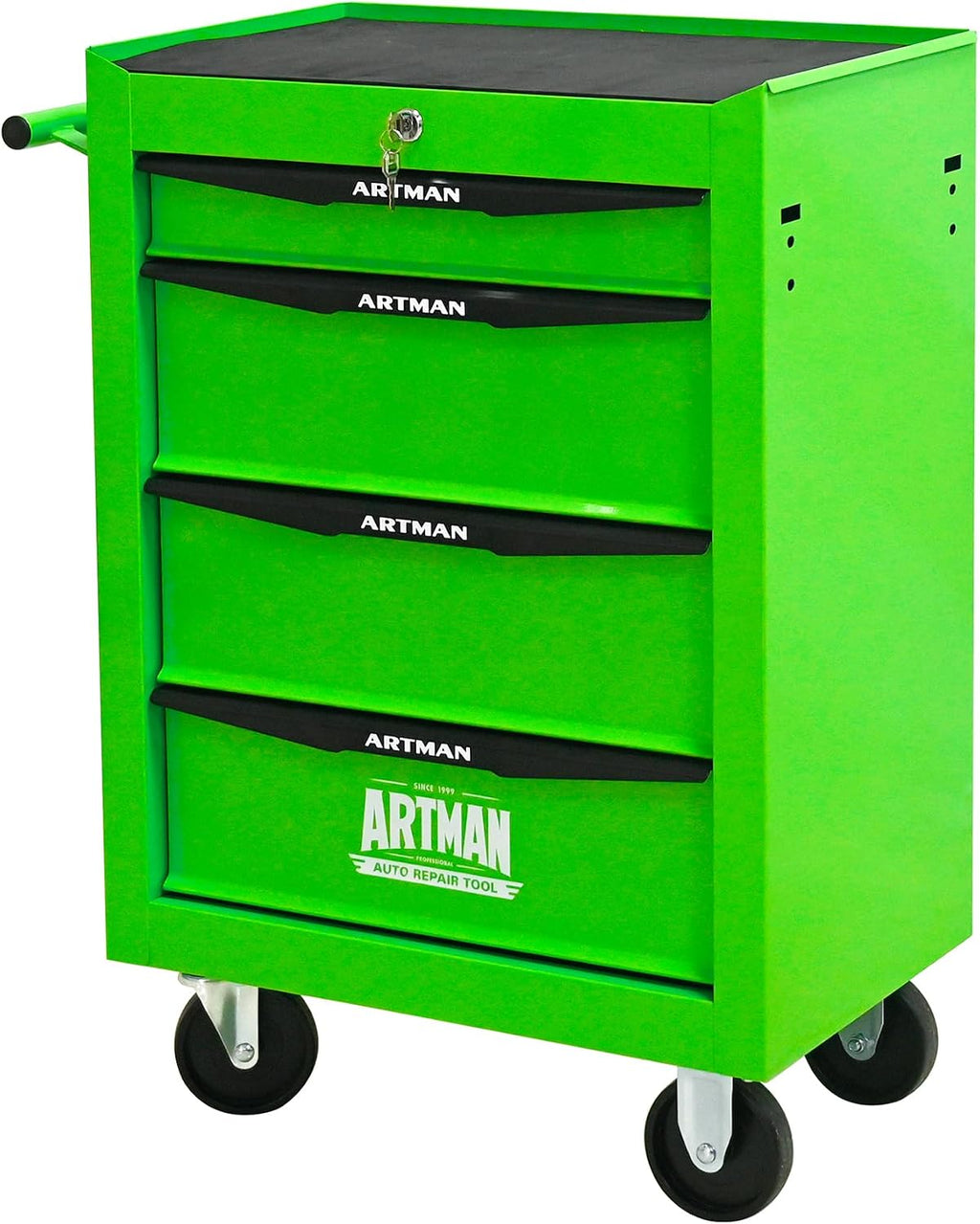4 Drawers Tool Cart on Wheels, Multifunctional Rolling Tool Chest, Drawers Mobile Trolley Organizer Heavy Duty Tools Box with Locking Wheels & Ball Bearing Drawers (Green, 4 Drawers)