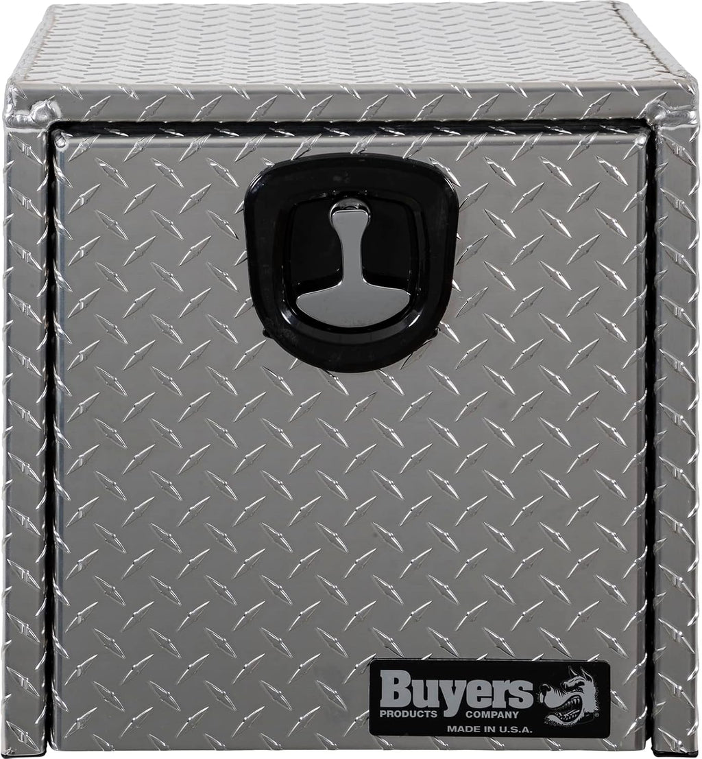 Buyers Products 1705101 Diamond Tread Aluminum Underbody Truck Tool Box, 18 x 18 x 18, Made in USA, .100 in. Thick, Corrosion Resistant, Locking Compression Latch, Secure Storage for Work Trucks
