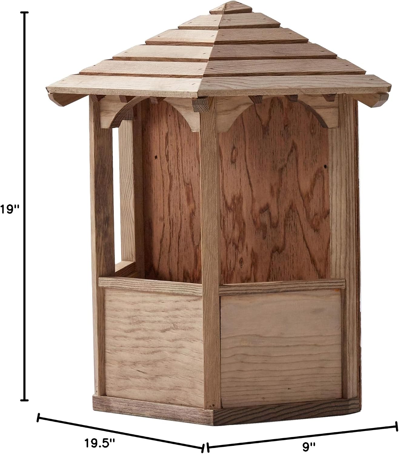 SamsGazebos Wall Mount English Garden Style Wood Gazebo Planter with Decorative Roof, 19-1/2 by 19 by 9-Inch, Brown