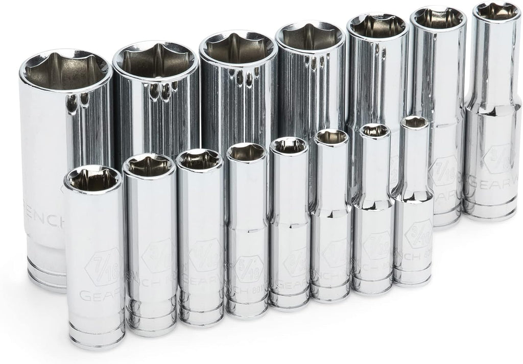 GEARWRENCH 47 Piece 1/4', 3/8' SAE 6 Point SAE Standard & Deep Mechanics Tool Set - 89090
