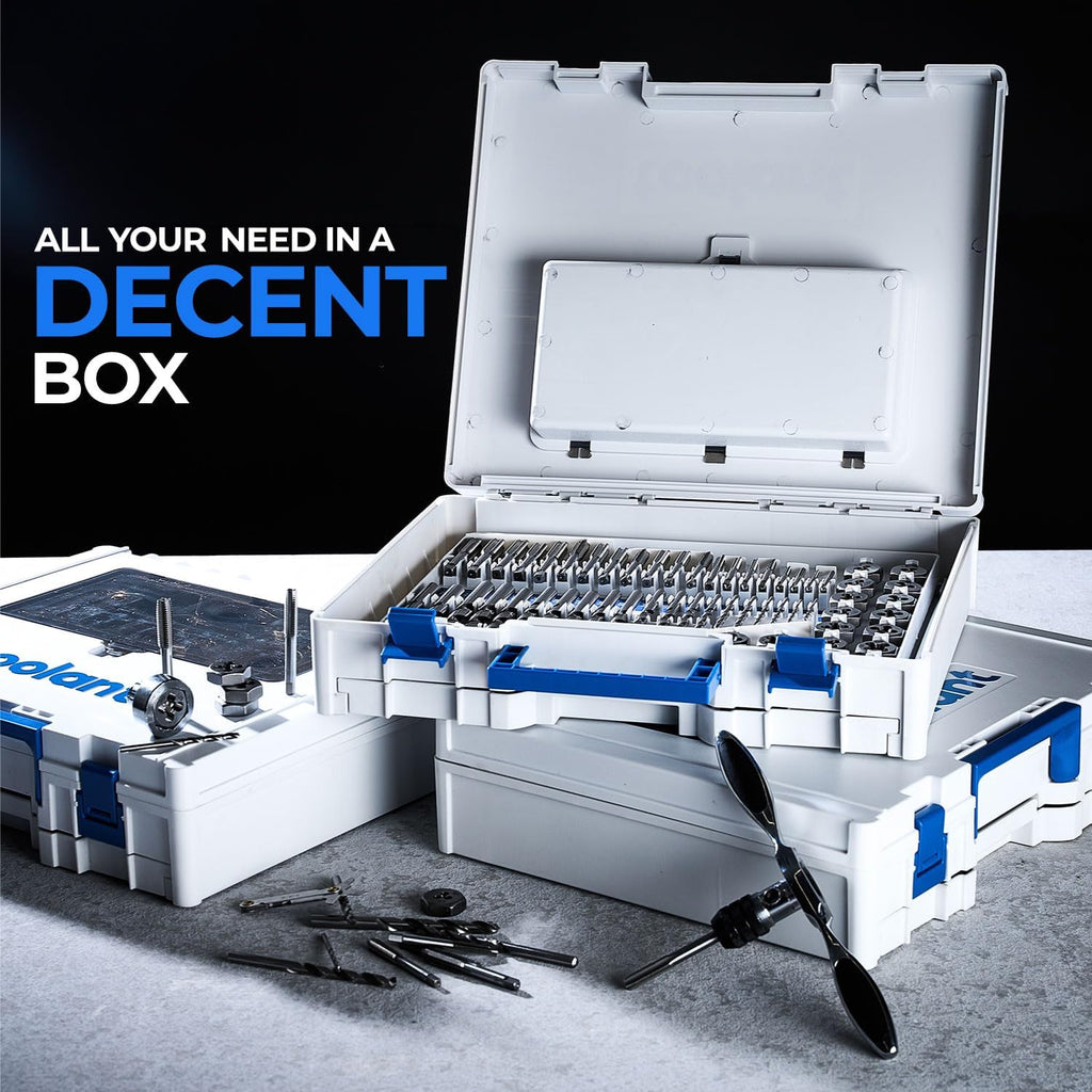 toolant 127 Piece Ratcheting Tap and Die Set, SAE/Metric Tap and Die Set with Assortment Drill Bit for Threading, Double-Layer Tool Box