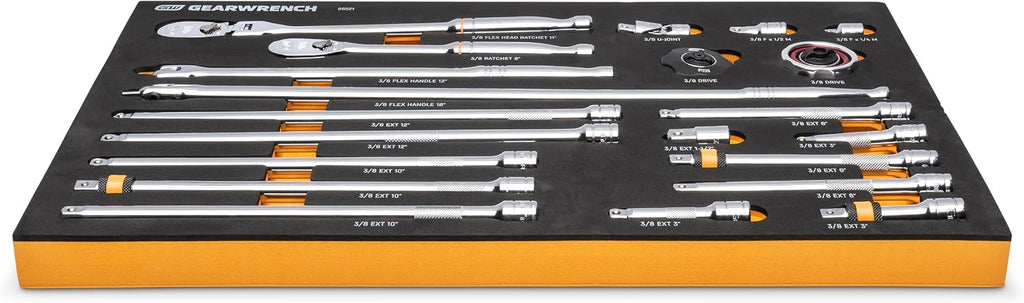GEARWRENCH 21 Piece 3/8' 90T Ratchet & Drive Tool Set with EVA Foam Tray - 86521
