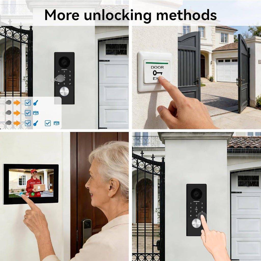 Video Door intercom 2-Wired, doorbell withCamera, Full HD Camera, Door intercomSupports Password, 7' WiFi Monitor andTuya APP, 2-Way Audio, Unlock for HomSecurity System