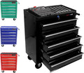 Rolling Tool Chest, 5-Drawer Tool Cabinet with Wheels, Heavy-Duty Steel Tool Storage Cabinet, Lockable Tool Box on Wheels for Garage & Workshop, Black